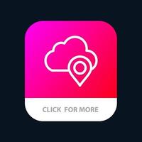 Cloud Map Pin Marker Mobile App Button Android and IOS Line Version vector