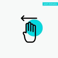 Finger Four Gesture Left turquoise highlight circle point Vector icon