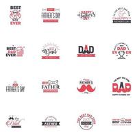 Happy fathers day set 16 Black and Pink Vector typography Vintage lettering for fathers day greeting cards banners tshirt design You are the best dad Editable Vector Design Elements