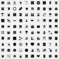 Set of 100 Business Solid Glyph icons vector