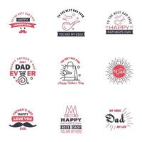 Happy fathers day 9 Black and Pink Typography set Vector typography Vintage lettering for greeting cards banners tshirt design You are the best dad Editable Vector Design Elements