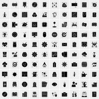 Set of 100 Business Solid Glyph icons vector