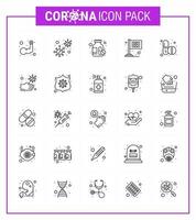 nuevo coronavirus 2019ncov paquete de iconos de 25 líneas píldoras infección médica píldoras de bandera coronavirus viral 2019nov enfermedad vector elementos de diseño