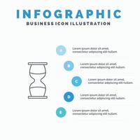 Hourglass Business Clock Sand clock Time Timer Line icon with 5 steps presentation infographics Background vector