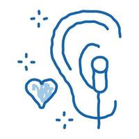 Enjoying Music on Headphones doodle icon hand drawn illustration vector