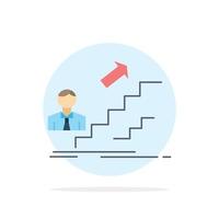 promotion Success development Leader career Flat Color Icon Vector