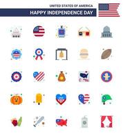Flat Pack of 25 USA Independence Day Symbols of usa glasses usa sunglasses hip Editable USA Day Vector Design Elements