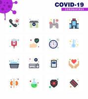 Novel Coronavirus 2019nCoV 16 Flat Color icon pack healthcare hospital time building organ viral coronavirus 2019nov disease Vector Design Elements