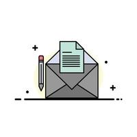 Mail Message Fax Letter  Business Flat Line Filled Icon Vector Banner Template