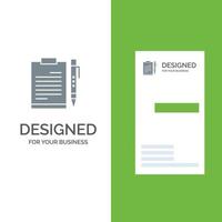 Document Business Clipboard File Page Planning Sheet Grey Logo Design and Business Card Template vector