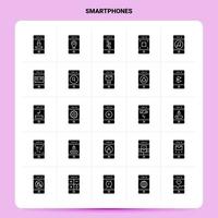 conjunto de iconos de 25 smartphones sólidos diseño de estilo de glifo vectorial conjunto de iconos negros diseño de ideas de negocios web y móviles ilustración vectorial vector