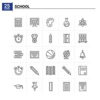 25 School icon set vector background