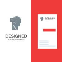 Mind Dialog Inner Head Grey Logo Design and Business Card Template vector