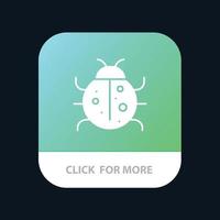 lindo insecto mariquita naturaleza primavera aplicación móvil botón android e ios versión de glifo vector