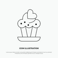 Cupcake Cake Love Vector Line Icon