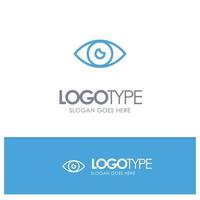 App Basic Icon Design Eye Mobile Blue Outline Logo Place for Tagline vector