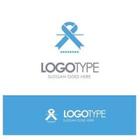 Cancer Oncology Ribbon Medical Blue Solid Logo with place for tagline vector