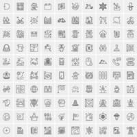 conjunto de 100 iconos de línea de negocios creativos vector