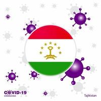 Pray For Tajikistan COVID19 Coronavirus Typography Flag Stay home Stay Healthy Take care of your own health vector