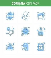 Corona virus disease 9 Blue icon pack suck as washing hands health water wash viral coronavirus 2019nov disease Vector Design Elements