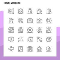 conjunto de iconos de línea de medicina de salud conjunto 25 iconos diseño de estilo minimalista vectorial conjunto de iconos negros paquete de pictogramas lineales vector