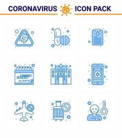 Corona virus disease 9 Blue icon pack suck as clinic schedule capsule quarantine date viral coronavirus 2019nov disease Vector Design Elements