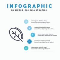 ecología hoja naturaleza primavera línea icono con 5 pasos presentación infografía fondo vector