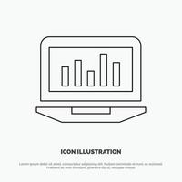 Laptop Graph Analytics Monitoring Statistics Line Icon Vector