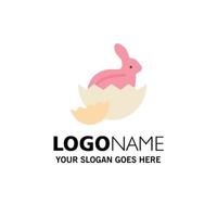 Rabbit Easter Baby Nature Business Logo Template Flat Color vector