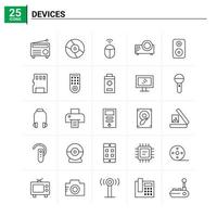 Fondo de vector de conjunto de iconos de 25 dispositivos