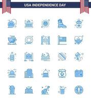 USA Happy Independence DayPictogram Set of 25 Simple Blues of sign election security usa boot Editable USA Day Vector Design Elements