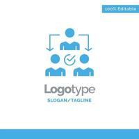 asignación delegado delegar distribución plantilla de logotipo sólido azul lugar para el eslogan vector