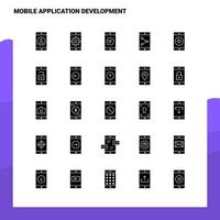 25 Mobile Application Development Icon set Solid Glyph Icon Vector Illustration Template For Web and Mobile Ideas for business company