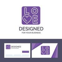 tarjeta de visita creativa y plantilla de logotipo signo amor corazón boda vector ilustración