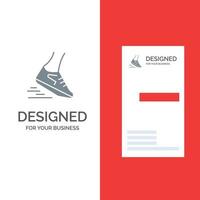 Fast Leg Run Runner Running Grey Logo Design and Business Card Template vector