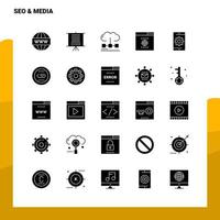 25 conjunto de iconos de medios seo plantilla de ilustración de vector de icono de glifo sólido para ideas web y móviles para empresa comercial