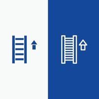 Ladder Stair Staircase Arrow Line and Glyph Solid icon Blue banner Line and Glyph Solid icon Blue banner vector