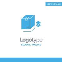 caja paquete de embalaje sorpresa plantilla de logotipo sólido azul lugar para el eslogan vector