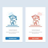 mouse graduación educación en línea azul y rojo descargar y comprar ahora plantilla de tarjeta de widget web vector