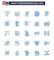 Big Pack of 25 USA Happy Independence Day USA Vector Blues and Editable Symbols of food security usa usa shield Editable USA Day Vector Design Elements