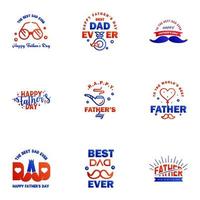 Happy Fathers Day Calligraphy greeting card 9 Blue and red Typography Collection Vector illustration Editable Vector Design Elements