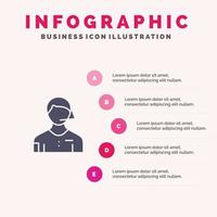 Arbiter Football Judge Linesman Referee Solid Icon Infographics 5 Steps Presentation Background vector