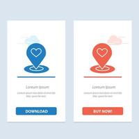 Location Map Location Finder Pin Heart  Blue and Red Download and Buy Now web Widget Card Template vector