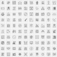 conjunto de 100 iconos de línea de negocios creativos vector