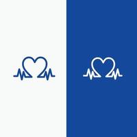 Heartbeat Love Heart Wedding Line and Glyph Solid icon Blue banner Line and Glyph Solid icon Blue banner vector