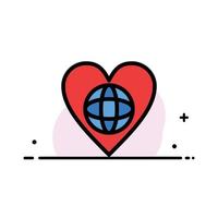 Ecology Environment World Heart Like  Business Flat Line Filled Icon Vector Banner Template