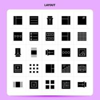 Solid 25 Layout Icon set Vector Glyph Style Design Black Icons Set Web and Mobile Business ideas design Vector Illustration