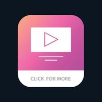 Video Play YouTube Mobile App Button Android and IOS Glyph Version vector