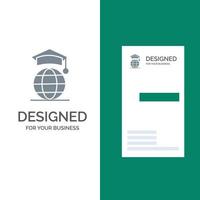 Globe Internet Online Graduation Grey Logo Design and Business Card Template vector