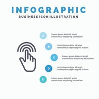 Finger Gestures Hand Interface Tap Line icon with 5 steps presentation infographics Background vector